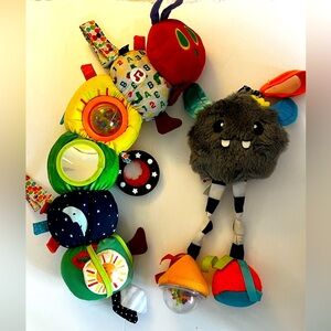 Stroller Toys Bundle Lot of 2 Eric Carle Caterpillar, Skip Hop Colorful Rattle